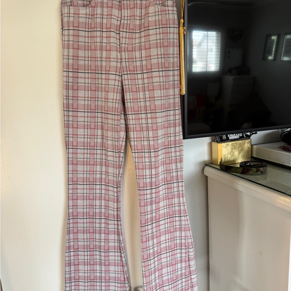 Nectar Boutique Plaid Boot Cut Flare Pants